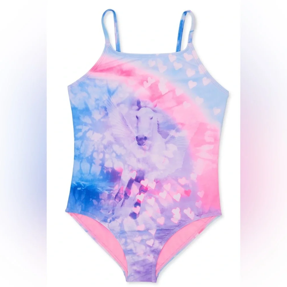 Wonder Nation Girls Size 14/16 Unicorn One-Piece Swimsuit & Coverup/ NWT - Picture 2 of 10